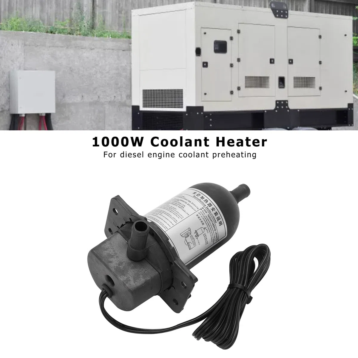 Motorheizung, 1000W selbst zirkulierende Kühlmittelheizung für Generatoren, Aluminiumblockheizung mit automatischem Thermostat
