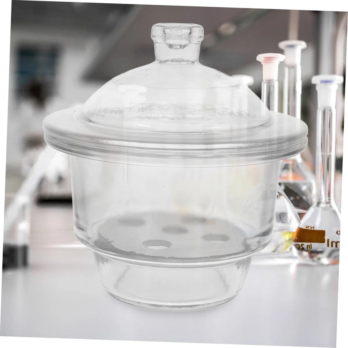 SOLUSTRE Exsikkator Vakuum Labor Trockenglas 22cm Glasflasche Für Praktische Experimente Im Labor Und Unterricht