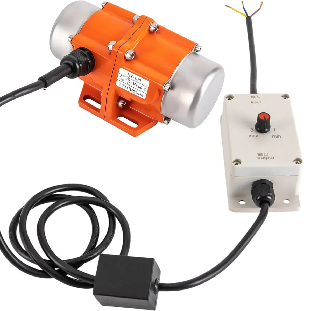 Vibrationsmotor, Elektromotor mit 0-3000RPM stufenloser Geschwindigkeitsregler, Vielseitig Rüttelmotor für Bergbau Metallurgie Kohle Elektrizität Bauwesen (70, Watt)