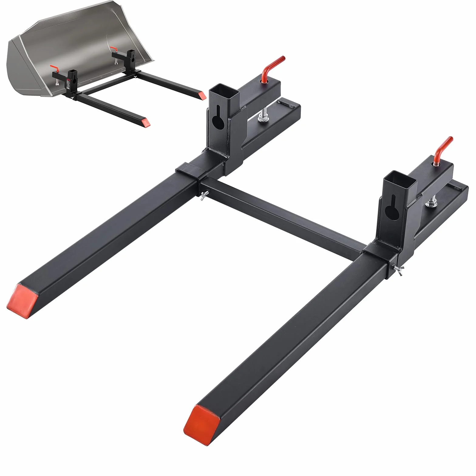 VEVOR Palettengabeln 907 kg, Gabelträger zum Anklemmen, 1090 mm Gesamtlänge, Gabelzinken mit verstellbarer Stabilisatorstange für Traktoranbaugeräte, Ladeschaufel und Kompaktlader, Schwarz