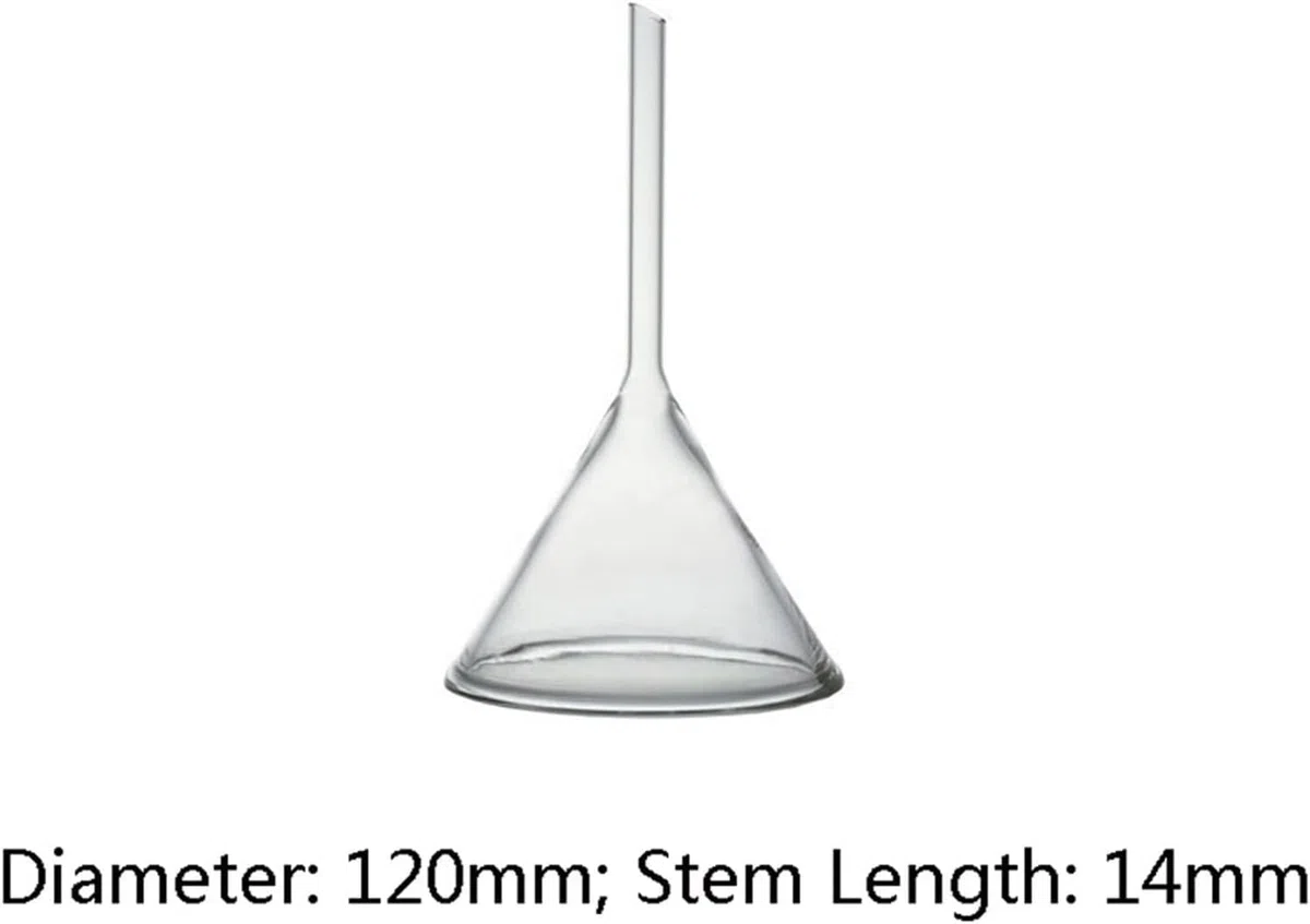 120 mm kurzer Stieltrichter, Glastrichter, Borosilikatglas 3.3, Labortrichter mit Schwerer Wand – 1 Stück