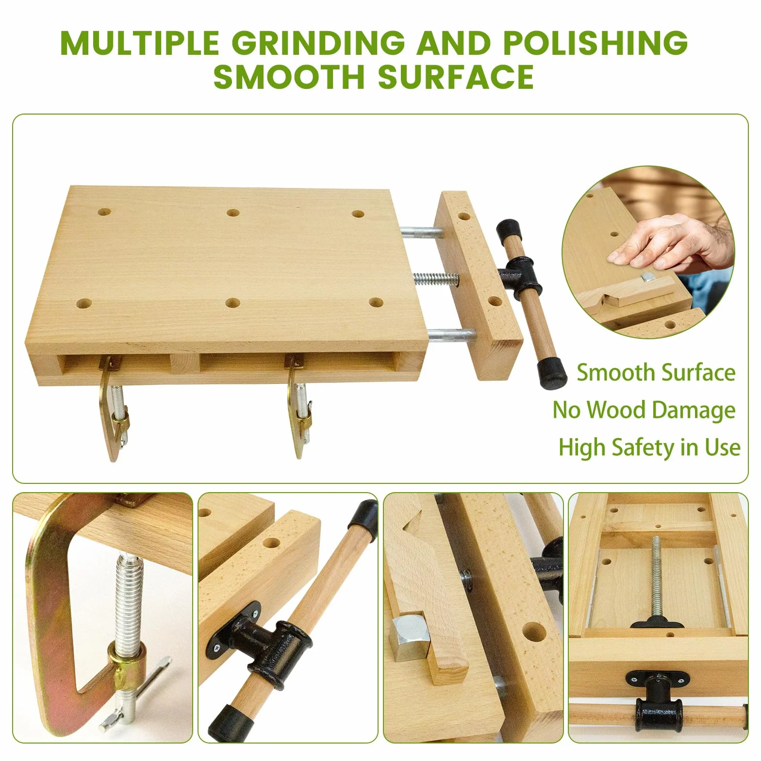 Tragbare Hobelbank Mobile Werkbank Kleine mit schraubstock Holz, Werkbank Klappbar Tragbar spanntisch Holzwerkbank Geeignet zum Schnitzen, Schneiden, Klemmen, Hobeln (46,5 × 28 × 7 cm)