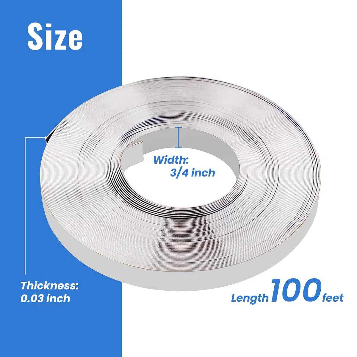 U.S. SOLID Edelstahl-Umreifungsbandspule, Hochleistungs-Umreifungsband 19 mm x 0,5 mm x 30 m