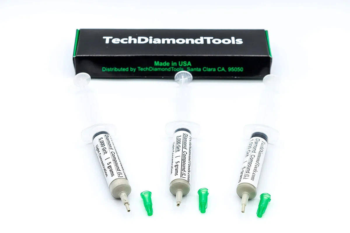 TechDiamondTools Diamant-Polierpaste Set mit 3 Spritzen x 5 g (L), Polierpaste für Knüpfmasse, Größen 1500, 3000, 5000, Mesh – mit Licht (10%) Konzentration von Diamantpulvern