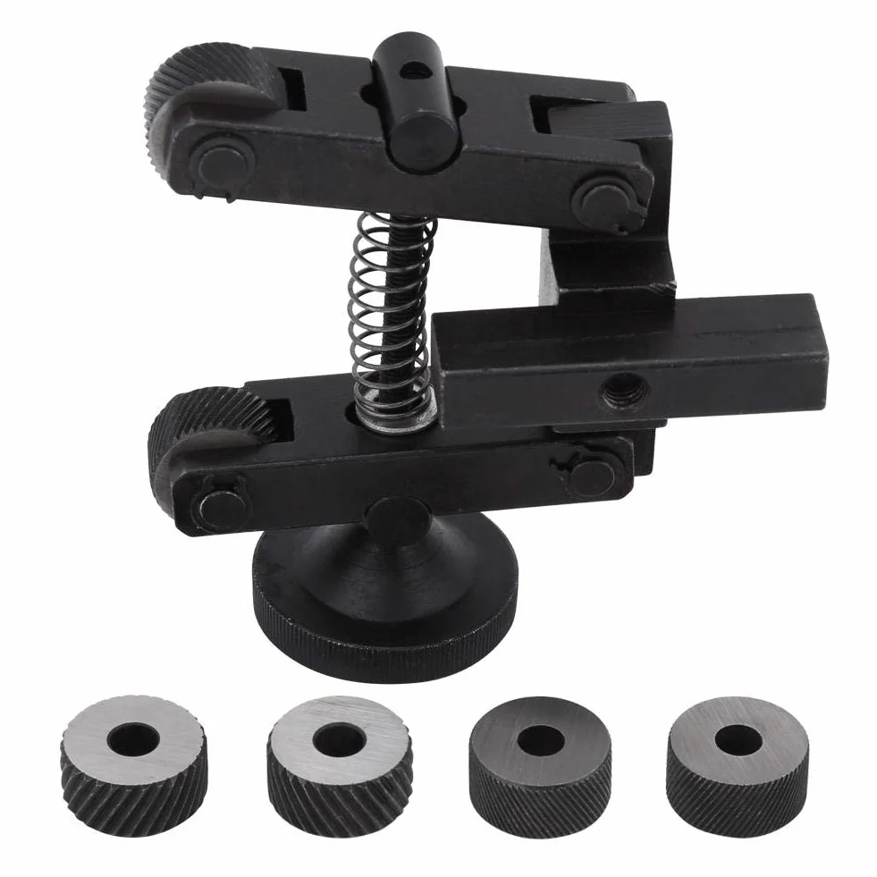 Rändelwerkzeug für drehbank, Rändelwerkzeug mit Federbelastung, 45# Kohlenstoffstahl Rändelwerkzeug mit 6 Rädern, Durchmesser 0,8 mm, 1,2 mm, 1,2 mm